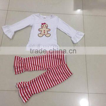 Christmas Gingerbread Man embroidery kids boutique clothes sets