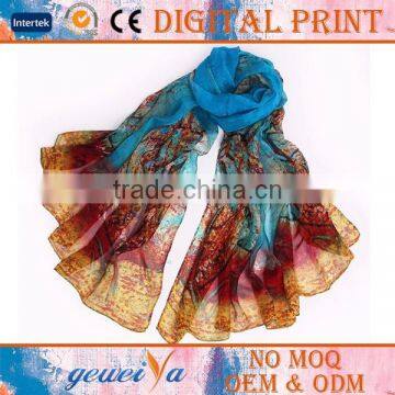 Oil Painting Flower Digital Printed Dubai Scarf