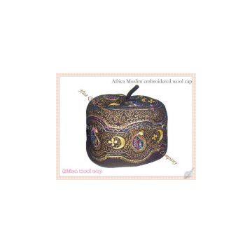 High quality Africa Muslim embroidered wool cap