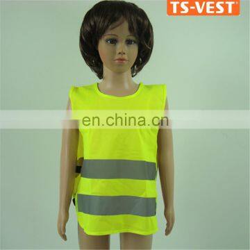 Security protection roadway safety polyester high visibility fluo yellow elastic band EN1150 reflective children vest