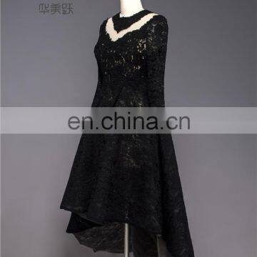 2017 Supplier Of Dress Long Sleeve Full Lace Front Short Back Long Black Prom Dress photo-3