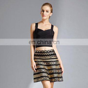 new foil printed korean fashion women blouse and skirt dress top