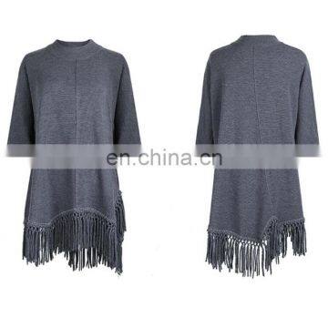 Women Classic Grey color bulk blank sweaters with tassel