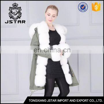 Fashion and elegant ladies winter real fox fur leather fur parka jacket