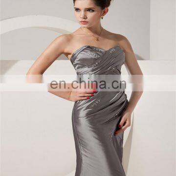 High Quality Grey Sweetheart Sleeveless Evening Gowns Floor Length Embroideried Ruched Mother Of The Bride Dress photo-5