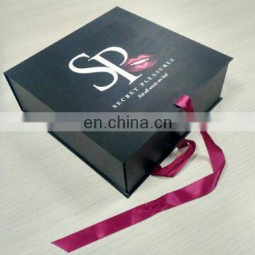 Black Color Cmyk Printing Logo Ribbon Folding Packing Boxes photo-6