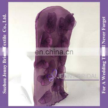 C002 beautiful chair covers dubai lliy petal organza purple chair covers