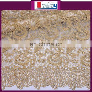 African gold guipure lace fabric with stones from Tokay