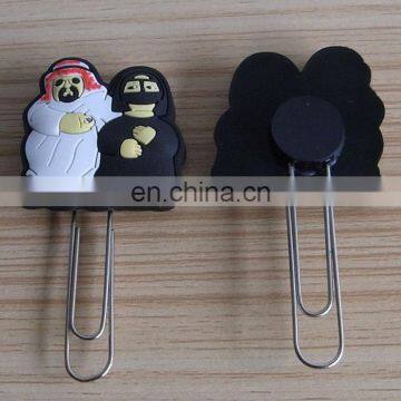 custom make soft pvc bookmark rubber the arab 3d character paper clips for national day