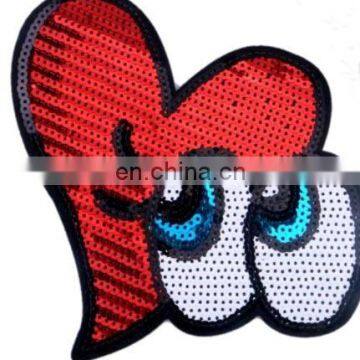 Children Clothes Clothing Embroidered Patch Heart Eyes Sequined Patches Badge Brand Name Sticker Cartoon Motif Applique photo-3