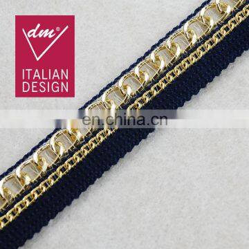 Wholesale Hot selling braided trim with metal tape for garments