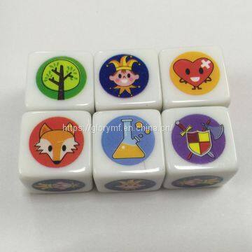 Custom Heat Printing D4,D6,D8,D10 Kinds of Plastic Acrylic Dice/board Game Dice
