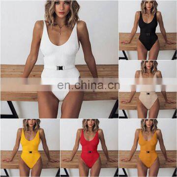 Buckle  white bodysuit Push up sexy bikini 2019 High cut one piece swimsuit female monokini Padded swimwear New bathing suit