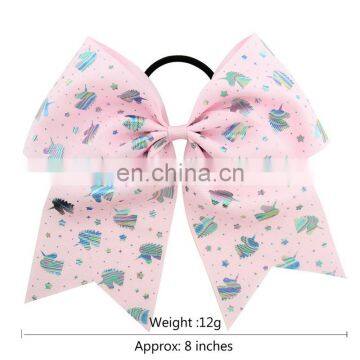 8Inches Girl Hairbands Children Unicorn Love Heart Print Hair Band With Bow photo-5