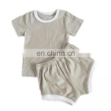 Short Sleeves Organic Cotton Ribbed Baby Pyjama Set Cozy Two Piece Set photo-3