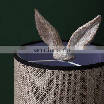 Unique Indoor Lighting Rabbit Animal Resin Base Cheap Modern Grey Table Lamps for Bedroom photo-2