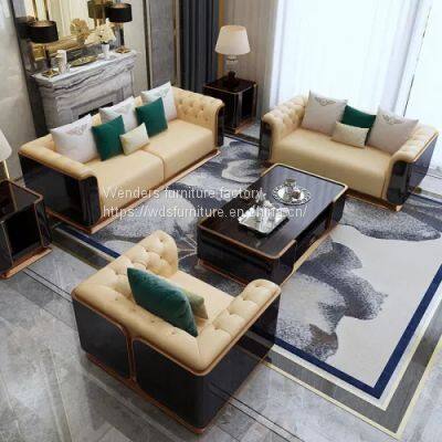 Microfiber leather Customized light luxury sofa combined with simple and complete luxury villa high-end furniture Italian postmodern leather sofa
