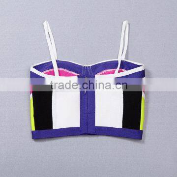 2015 Summer New Fashion Ladies Rayon Knitted Stretch Deep Strap Cute Sey Bandage Bustier Crop Tops photo-4