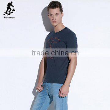 Red and Navy Blue Round Collar Men Slim Fit Cotton Polyester t Shirts photo-4