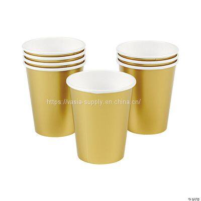 Solid color bronzing rose gold party tableware disposable paper cups