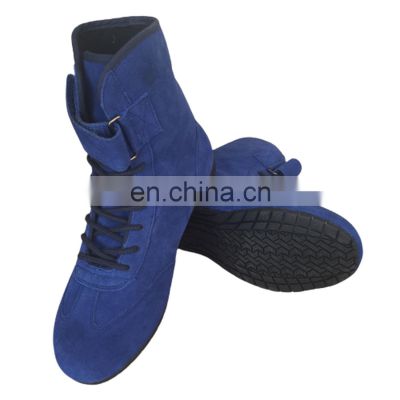 Blue Suede Leather Hi-Cut Customized Logo SFI 3.3 Racing Shoes Driver Safety Gears