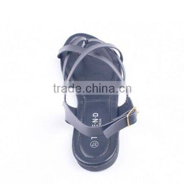 Newly Fancy Woman Promotion Summer Flat Strap Ankle Sandals With Golden Buckle photo-5