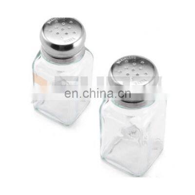 85ml Square Glass Bottle Salt Pepper Shaker With Metal Lid