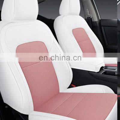 Durable CANADA market DIY custom 100% fitment white pink cyan Standard Imitation fiber leather cushioned car modify seat cover