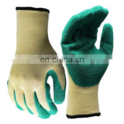 10G Premium Natural Cotton Glove Crinkle Latex 5 Thread Knitted Natural Emulsion Palm Fit Latex Working Gloves Guante De Algodon