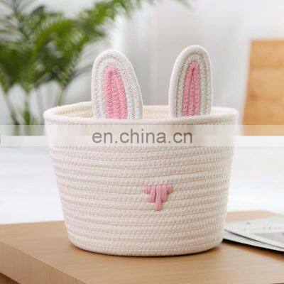 INS Style Nordic Environment-Friendly Cartoon Cotton Cord Rope Toy Snack Cloth Storage Woven Basket photo-3