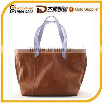 Wood grain lady leather handbag