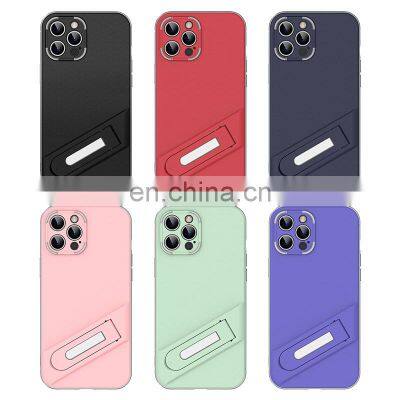 New Metal Kickstand Phones Cases Vertical Horizontal Stand Reinforced Drop Protection TPU Back Mobile Phone Case for Ipone 12,13