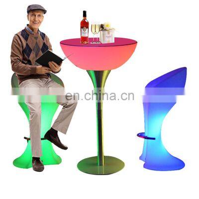 Glowing LED Bar Furniture Light up Cocktail Table and Chairs Illuminated Waterproof LED Bar Table led furniture