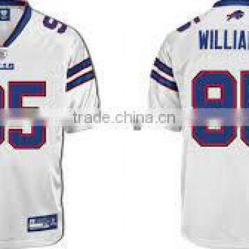 American football jersey with individual name and numbers