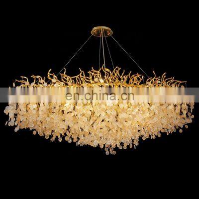 American living room dining room branch waterdrop luxury crystal chandeliers pendant light