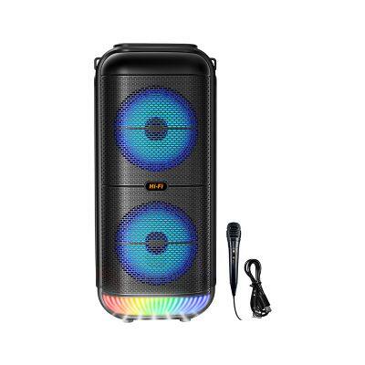 OEM ZQS6227 dual 6.5 inch 20W power subwoofer outdoor party speaker with mic with colorful lights