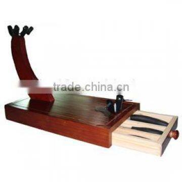 Wood Ham Holder With Drawer