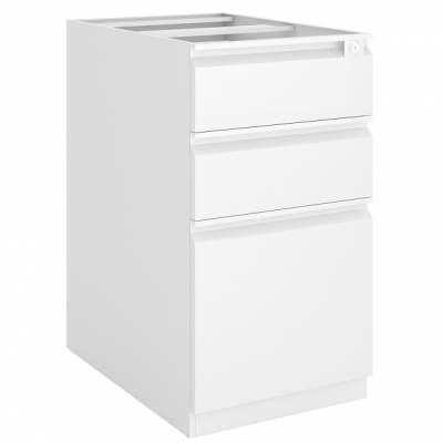 Steel three drawer fixed cabinet white