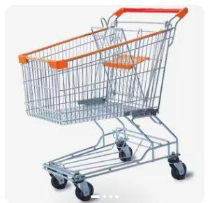All Plastic Supermarket Grocery Store Shopping Trolley With Stainless Steel Frame Coin Lock Unfolding Feature For Hypermarkets
