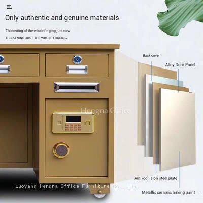 Mesa de Trabalho com Trava Multifuncional com Cofre Escondido, Ranura para Moedas e Buracos para Cabos de CPU – Design em Aço Espessado para Estações de Trabalho Seguras photo-4