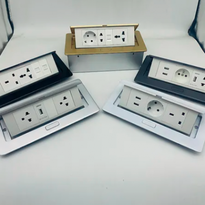 Recessed Hidden Desk Power Strip Surge Protector, 2 AC Outlets, Dual USB Ports, With Wireless Charging, for Home, Office. White