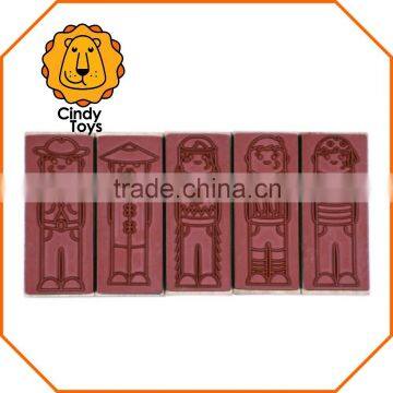 Wooden Rubber Stamps What's up - With the Boys ? 5 Pcs for Kids photo-4