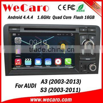 Wecaro HD Quad Core 2 din android car dvd for audi s3 2003-2013 DVD +3G+BLUTOOTH +AM/FM+USB/SD +GPS