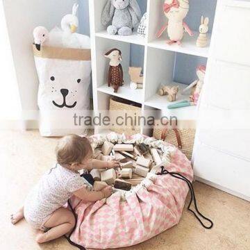 Stripe Kids Canvas Game Carpet Play Mat Child Play Rug Toy Storage Bag photo-2