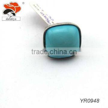 big blue agate bead alloy ring wholesale