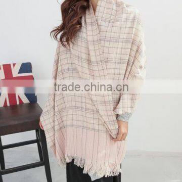 Newest Fringed Tassel Jacquard Checked Plaid Fashion Ladies Winter Wool Scarf photo-3