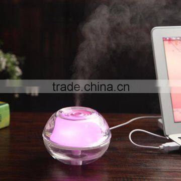 USB Mini Crystal Humidifier Car Ultrasonic Acrylic Crystal Humidifier Air Mist Diffuser Night Light Function