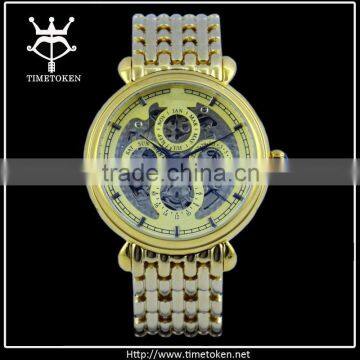 2015 Latest Stainless Steel High Quality mechanical Automatic transparent for Men with stainless steel bands