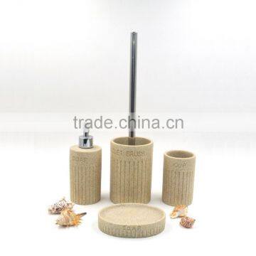 Natural Beige Polyresin Sandstone Bathroom Accessories Set for Hotel and Home