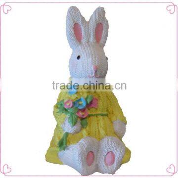 funny color resin white bunny yellow dress figurine easter spring decoration                        
                                                Quality Choice